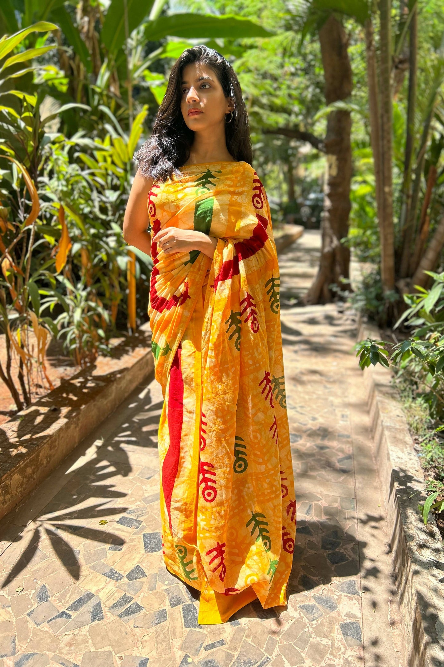 Colour Carnival Mul Cotton Hand Block Printed Saree