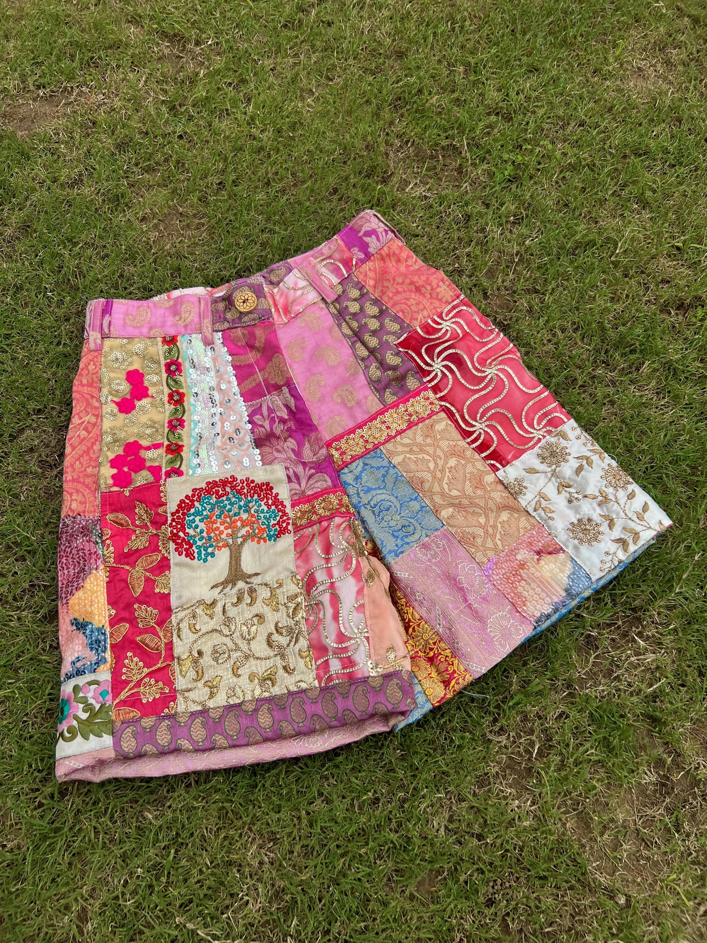 Zia Patchwork Cotton Shorts