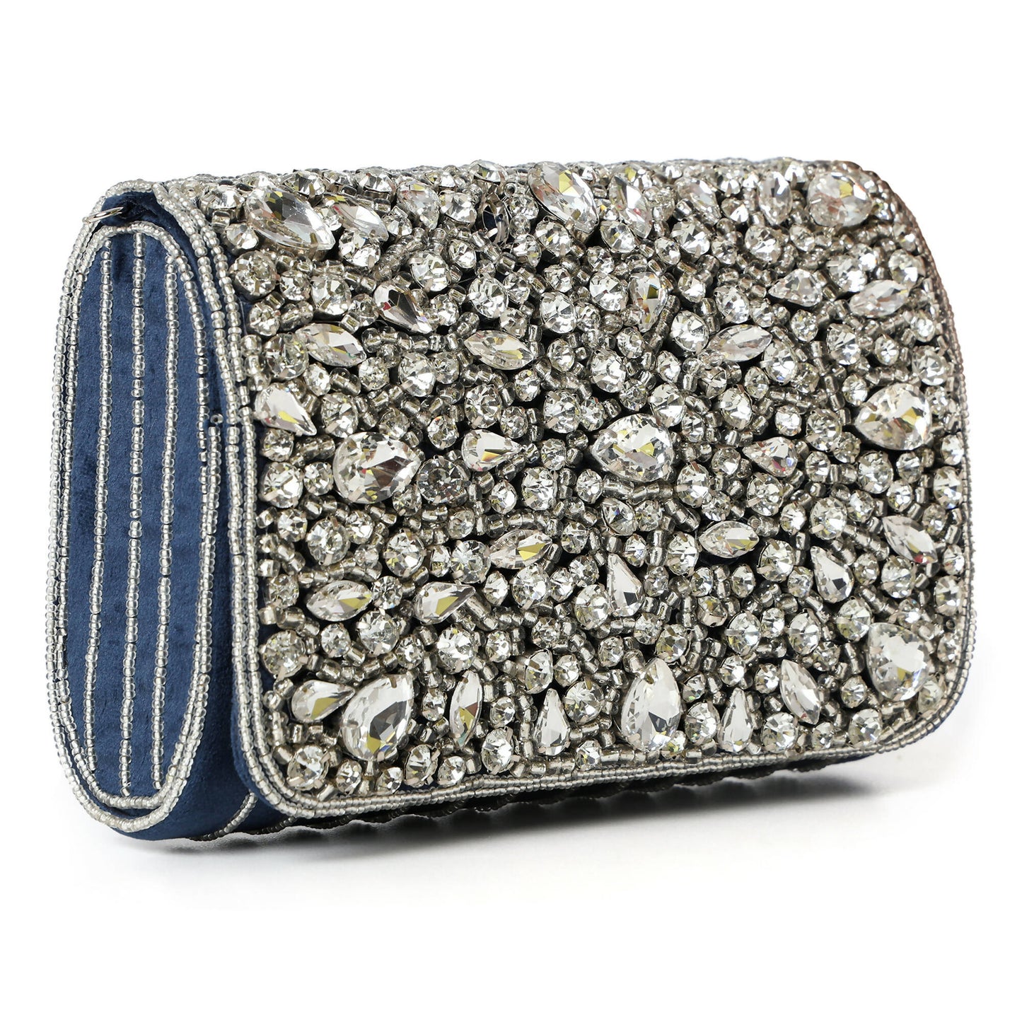 Navy Blue Studded Flap Bag: Timeless Elegance