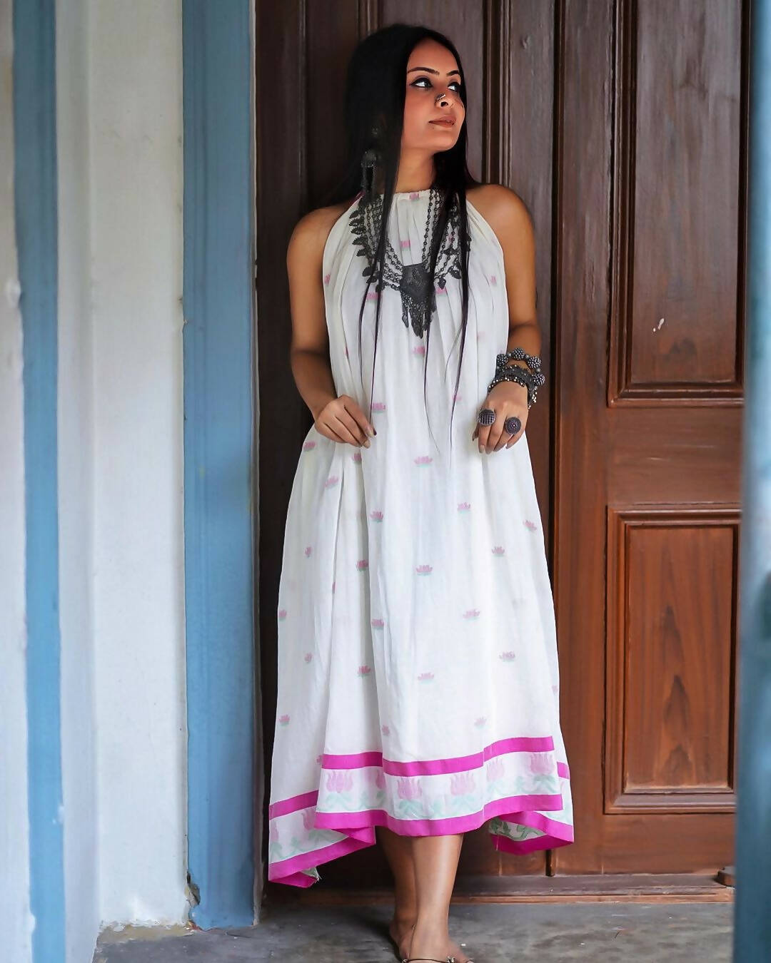 Bina Handwoven Cotton Halter Dress