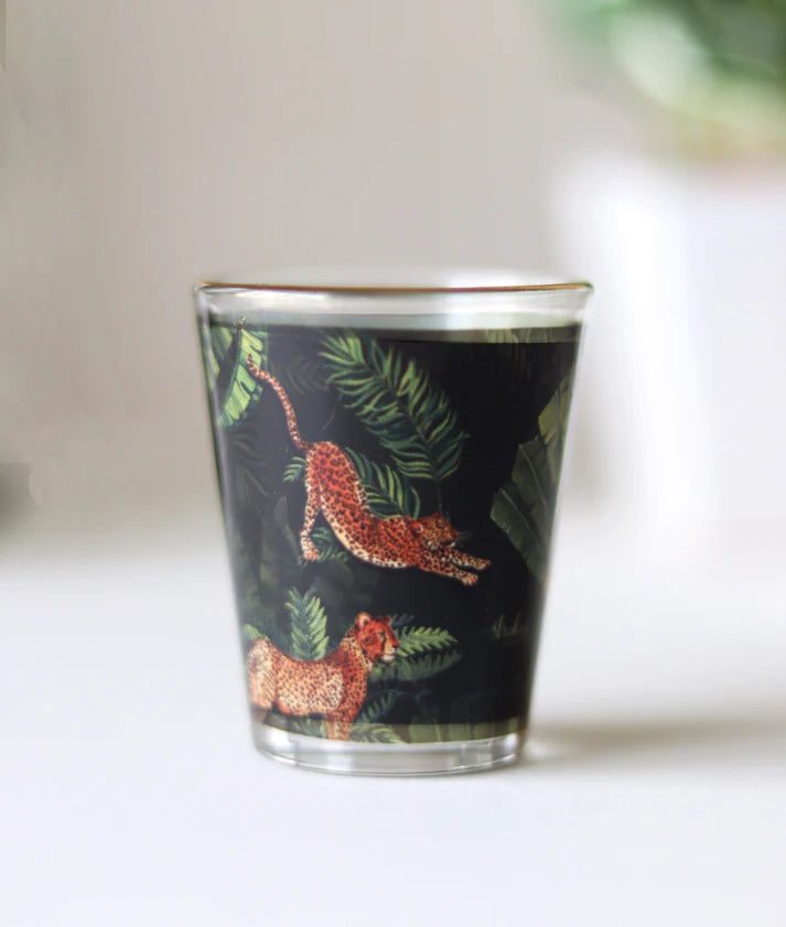 Gold Rim Leopard Print Shot Glasses (Set of 4)