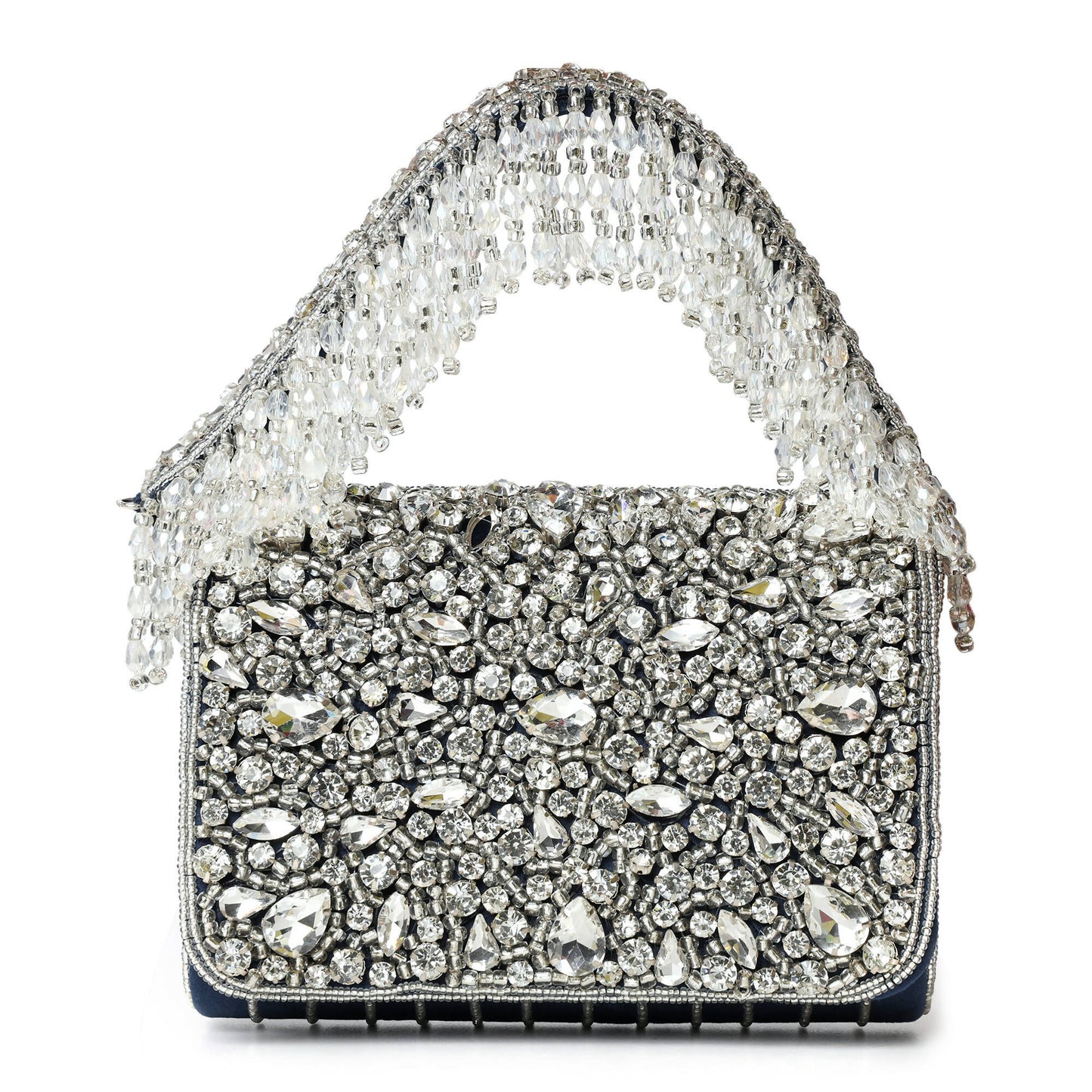 Navy Blue Studded Flap Bag: Timeless Elegance