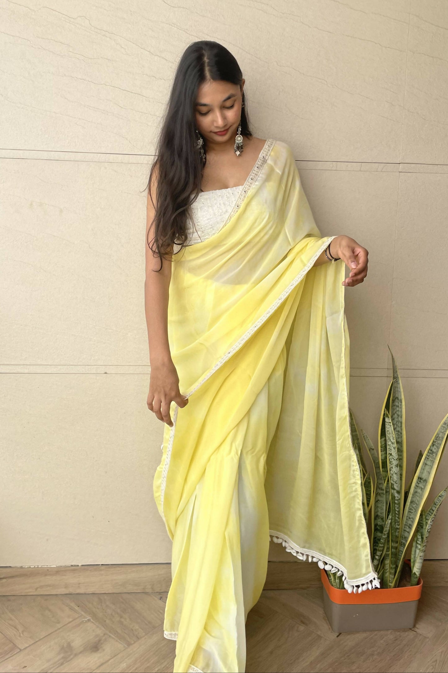 Shell Border Chiffon Saree
