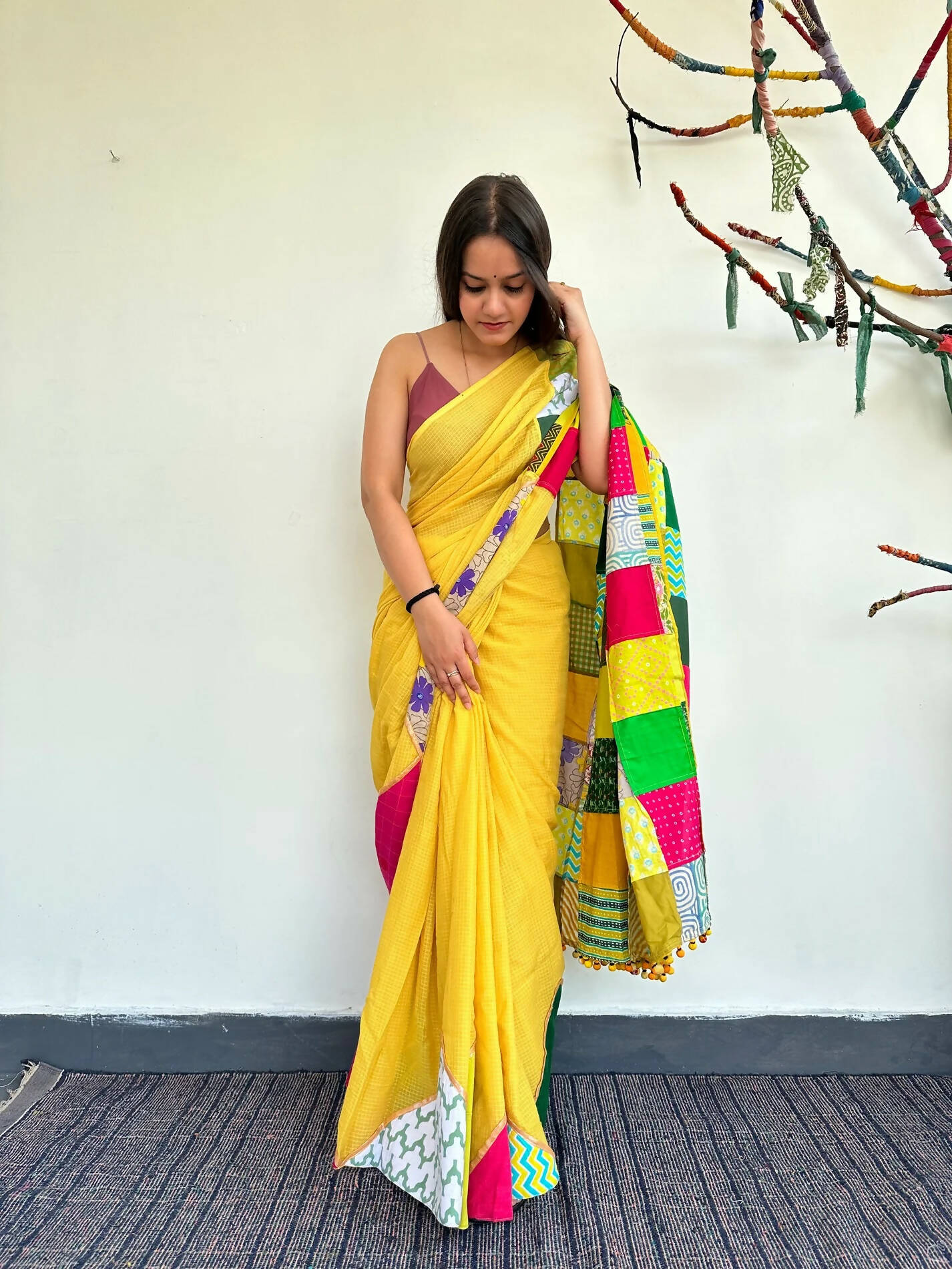 Atrangi Yellow - Patchwork Saree