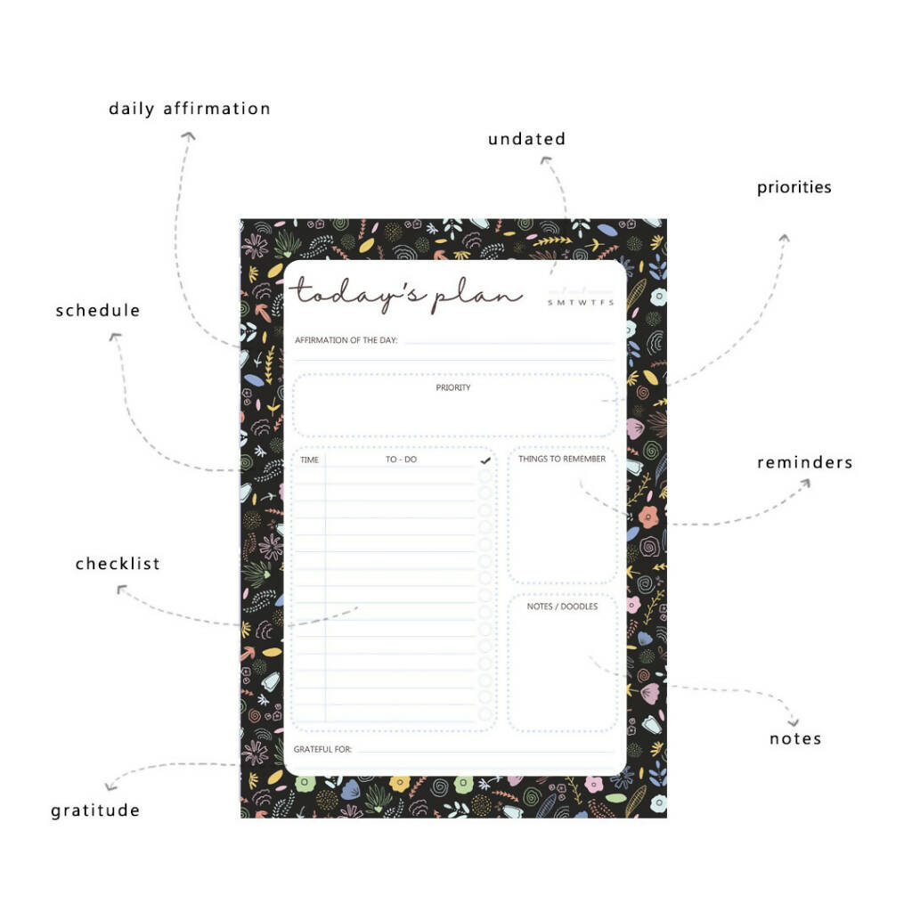 Daily Planner | Black & Blooms
