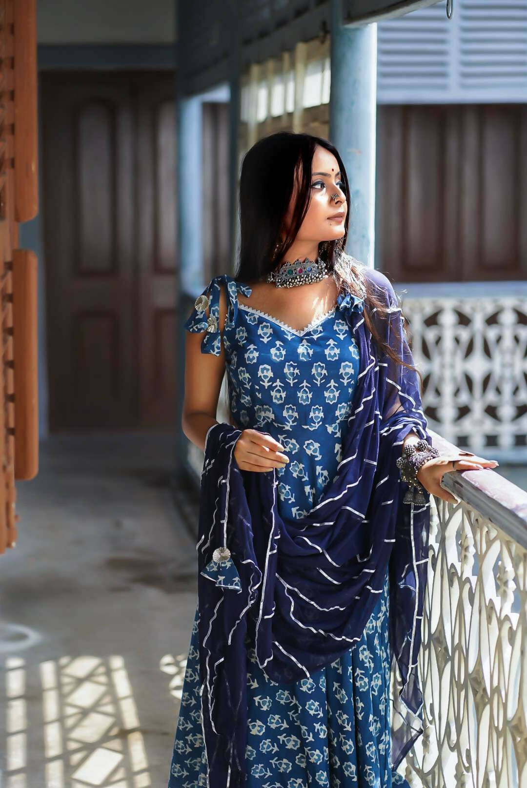 Pekhom Blue Cotton Dress