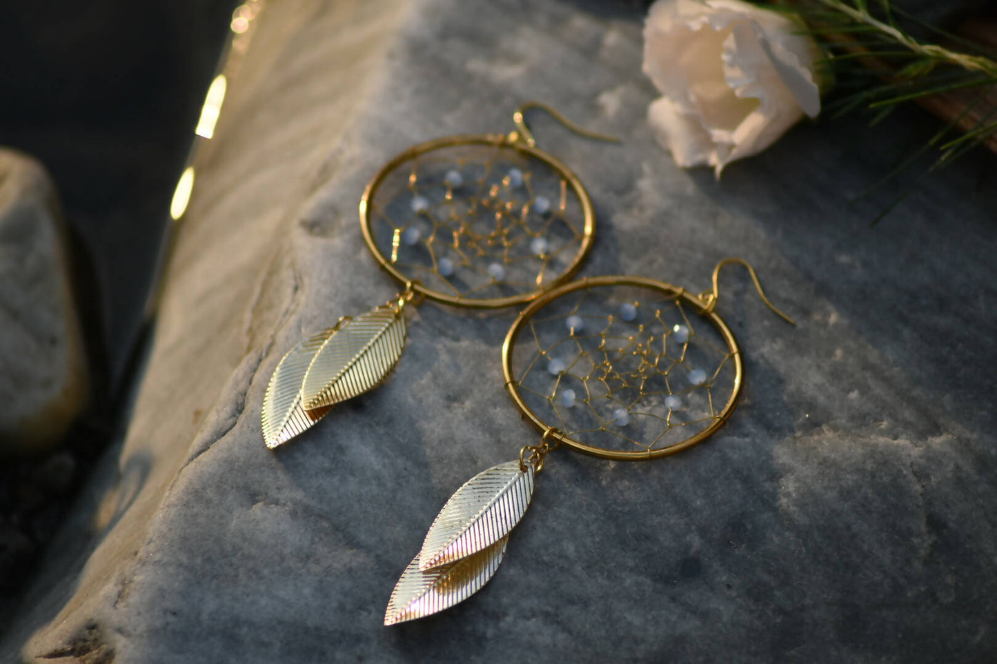 Gold Dreamcatcher Dangler Earrings