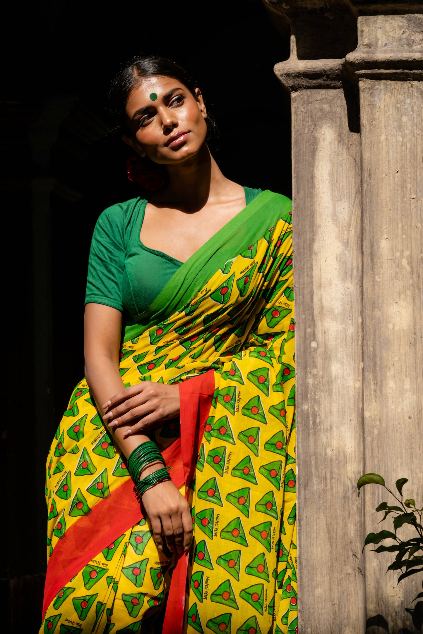 Mishti Paan Yellow Cotton Saree