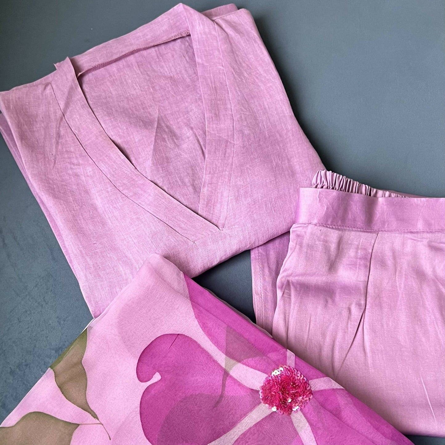 Flora Linen Set In Lilac