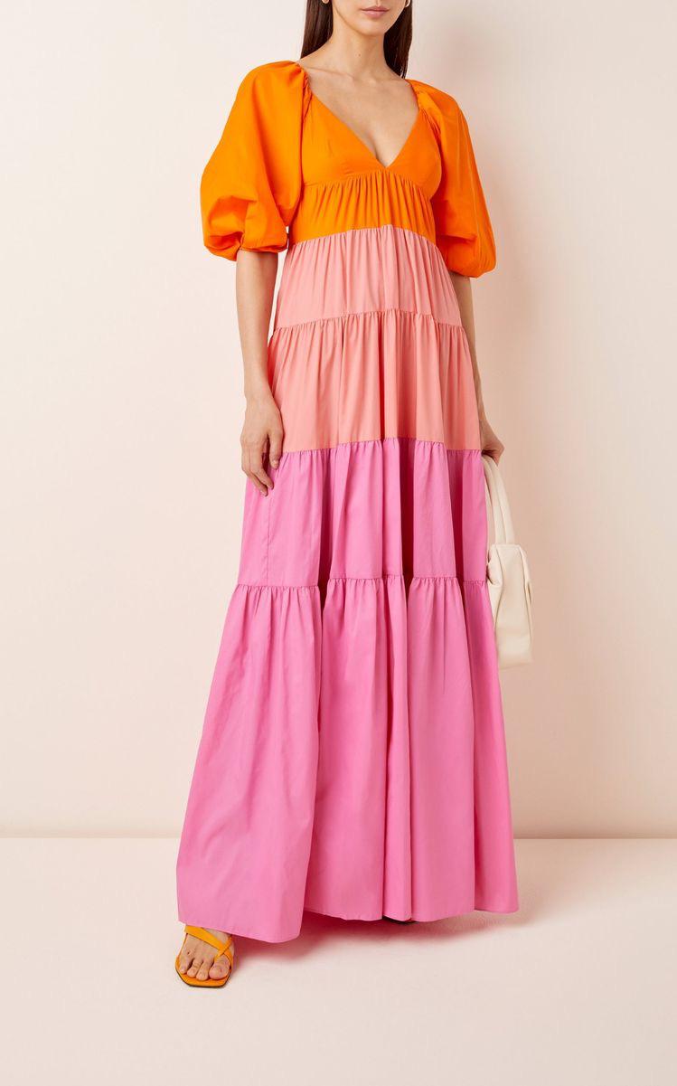 Rainbow Cotton Maxi Dress