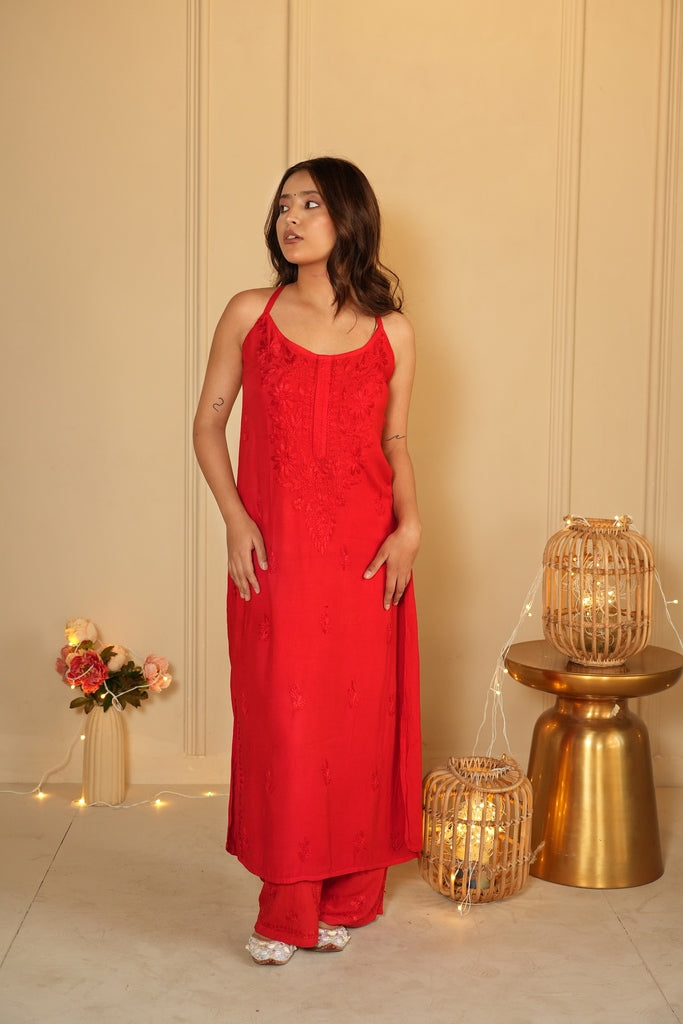 Zia Noodle Strap Chikankari Set
