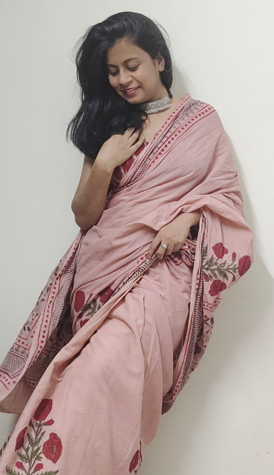 Taabeera Handblock Print Natural Dyed Mulmul Cotton Saree