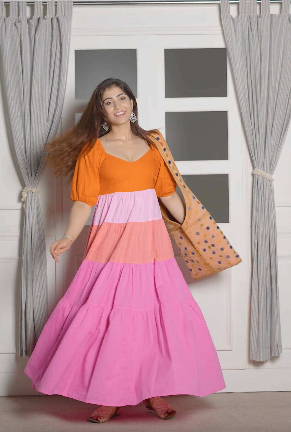 Rainbow Cotton Maxi Dress