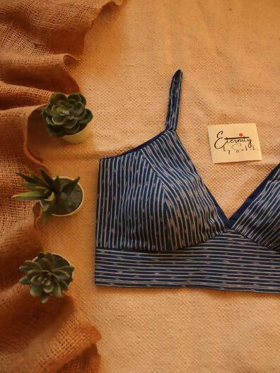 Indigo Cotton Noodle Sleeve Blouse