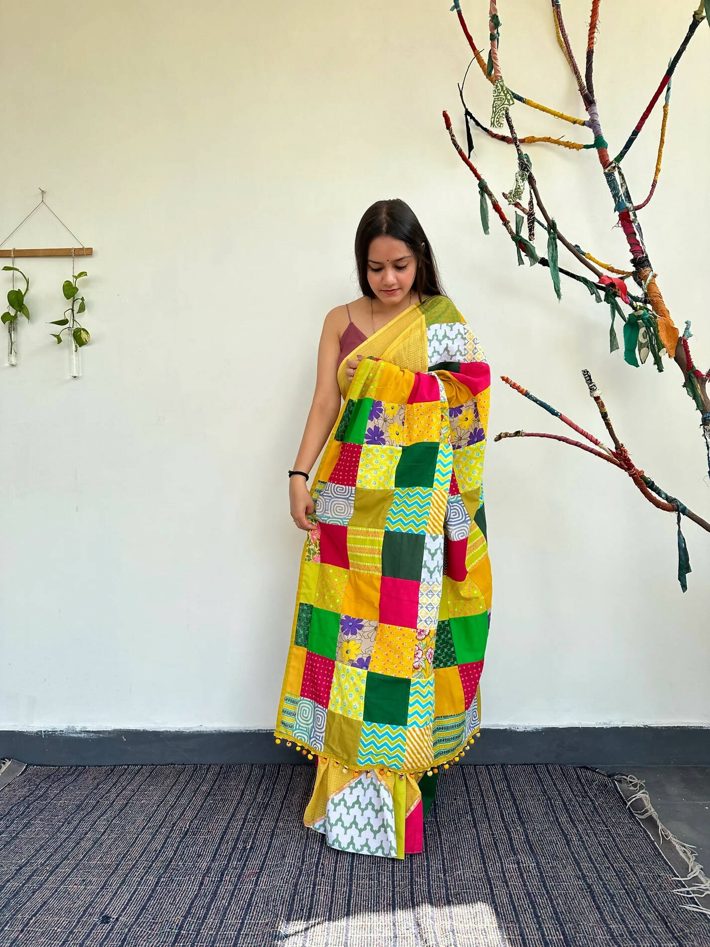 Atrangi Yellow - Patchwork Saree
