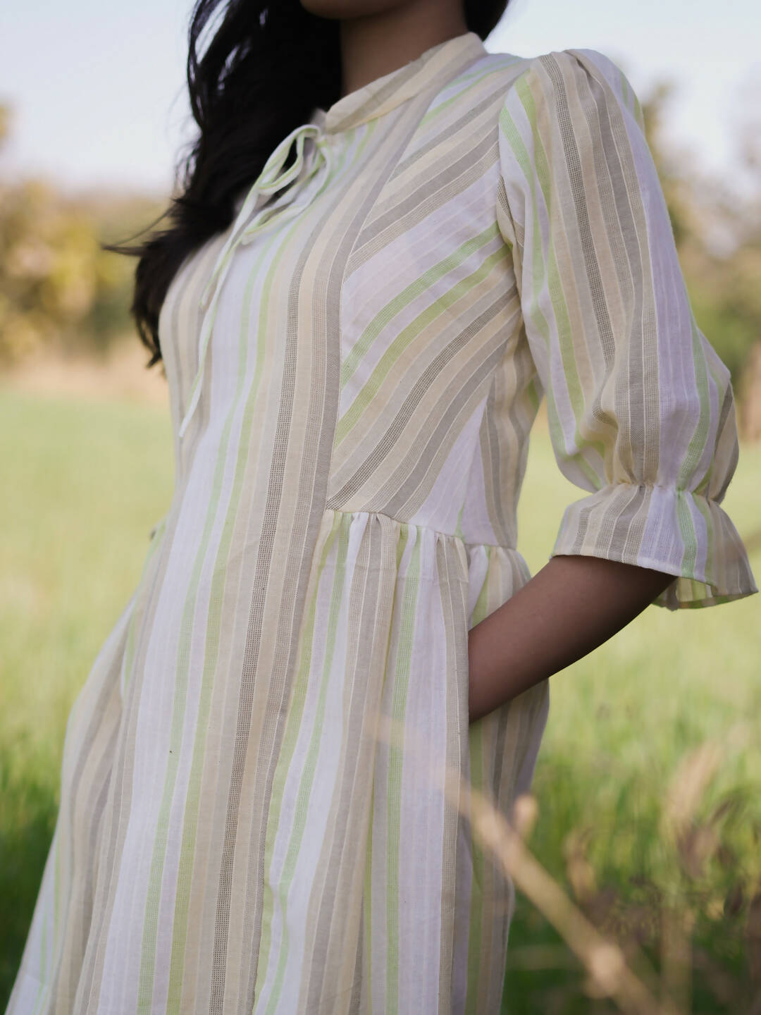 Pastel Green Striped Dress