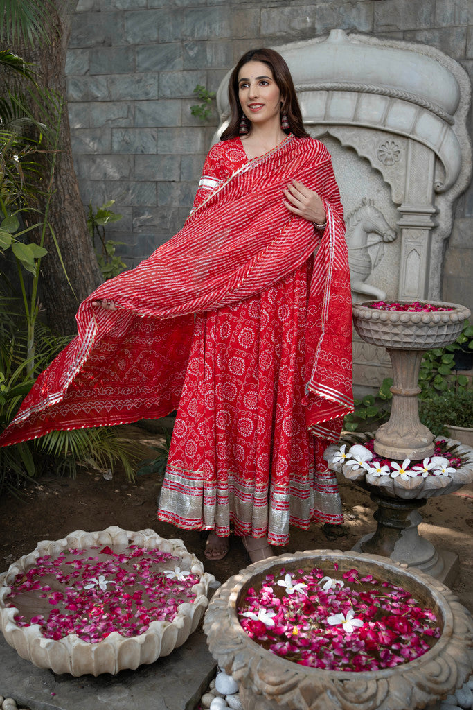 Rosemary Bandhani Cotton Suit Set