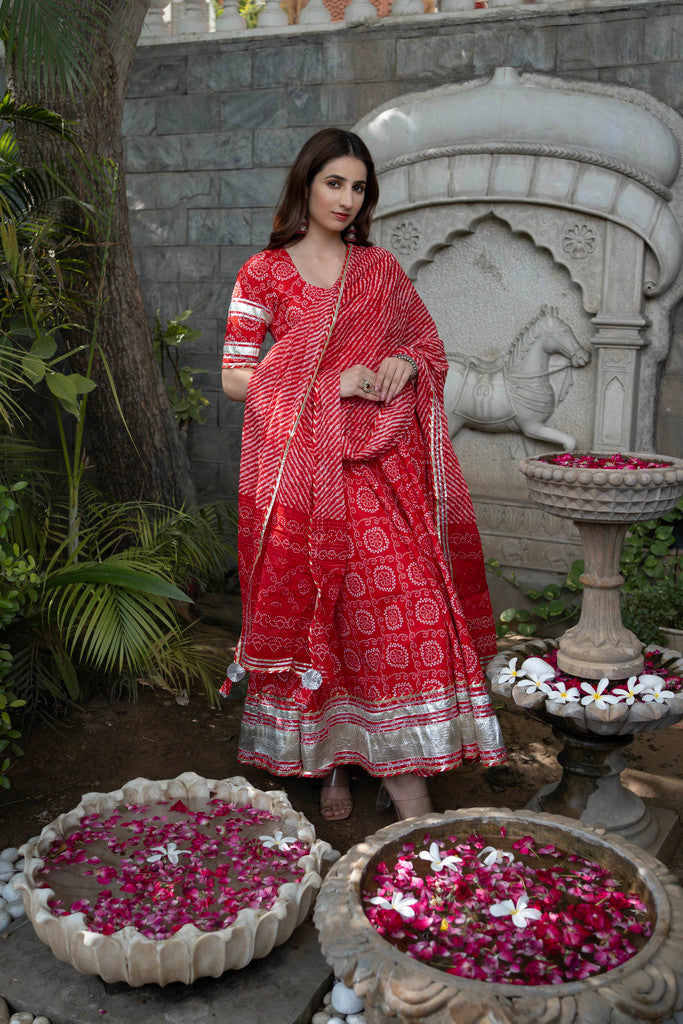 Rosemary Bandhani Cotton Suit Set