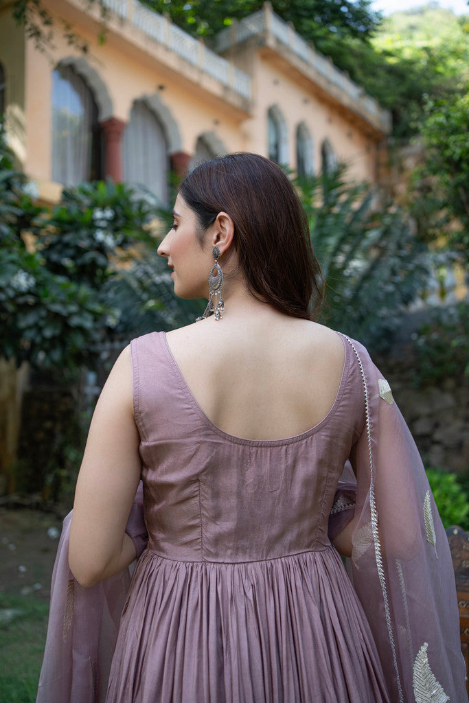 Elderberry Silk Anarkali Suit Set