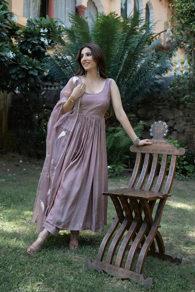 Elderberry Silk Anarkali Suit Set