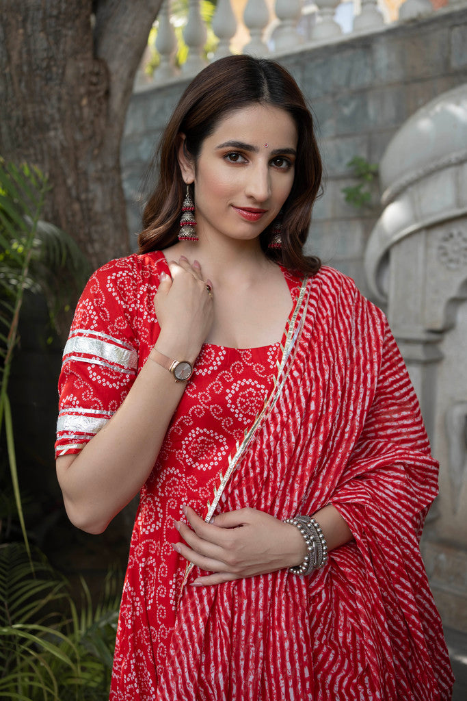 Rosemary Bandhani Cotton Suit Set