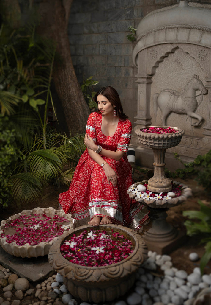 Rosemary Bandhani Cotton Suit Set