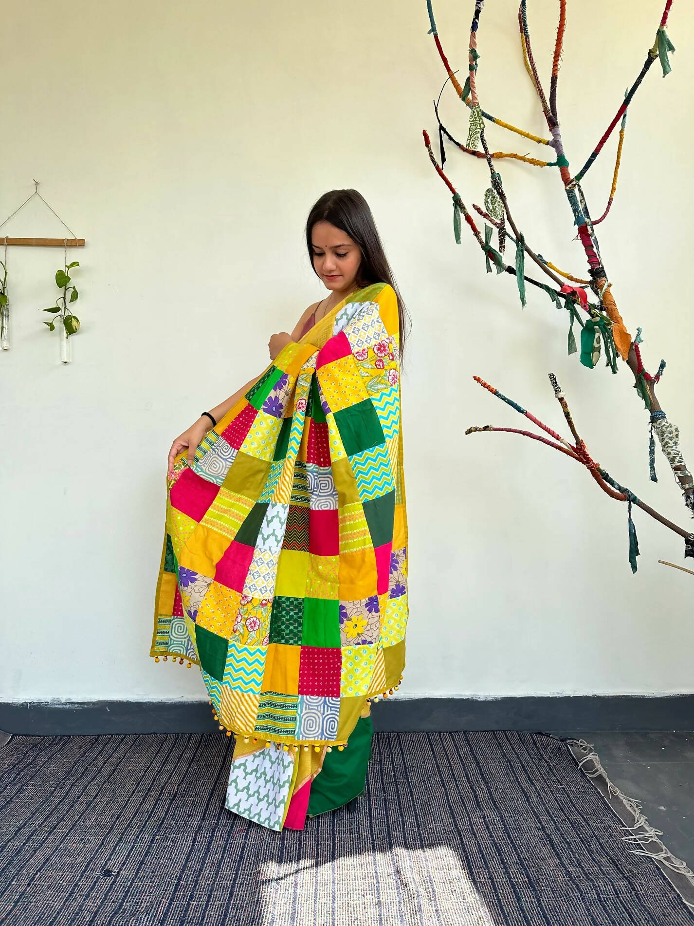 Atrangi Yellow - Patchwork Saree