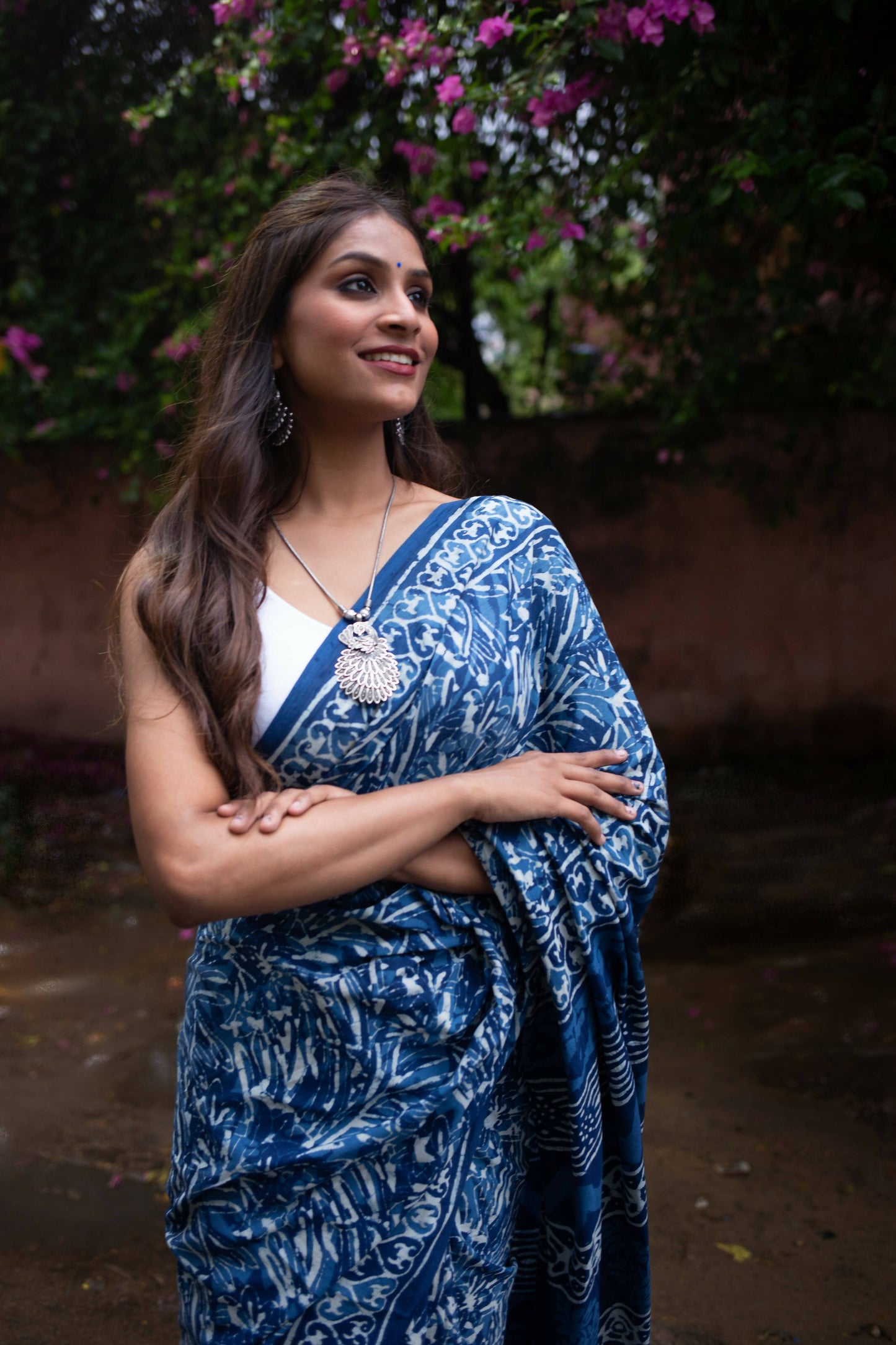 Indigo Illusion Block Printed Saree