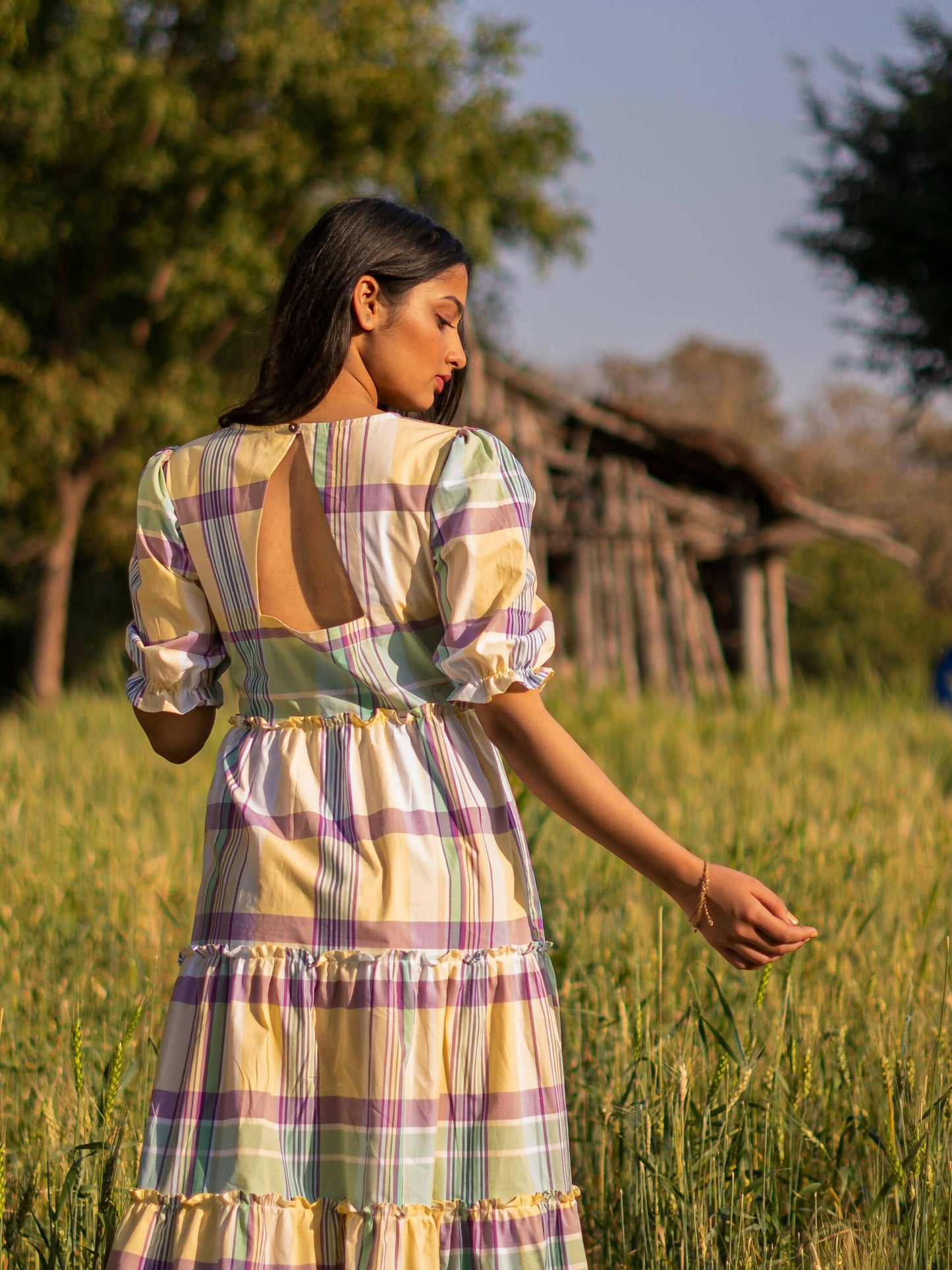 Sunset Gold Tiered Dress
