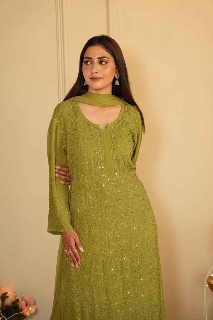 Noor Chikankari And Mukaish Work Set