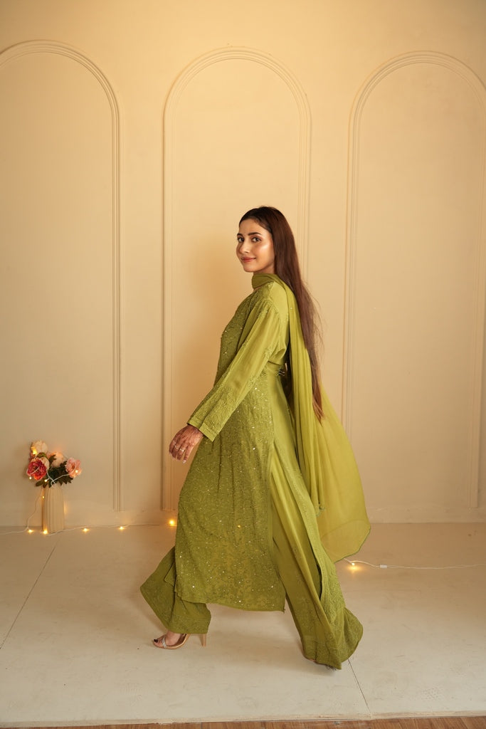 Noor Chikankari And Mukaish Work Set