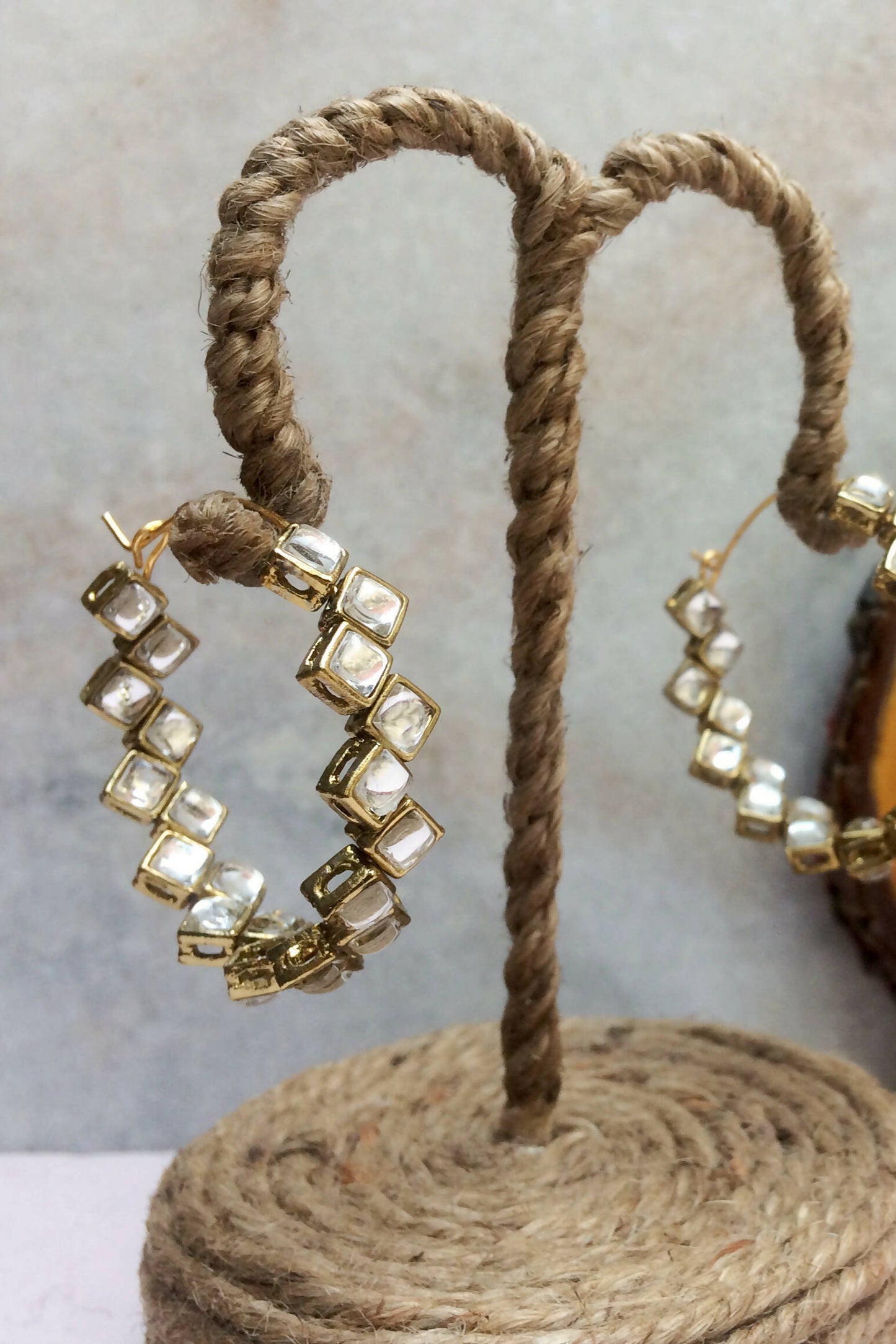 Kundan Square Hoop Earrings