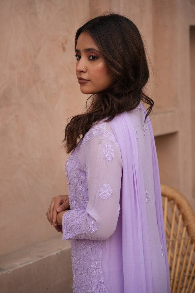 Sia Chikankari And Pearl Set