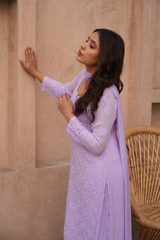 Sia Chikankari And Pearl Set