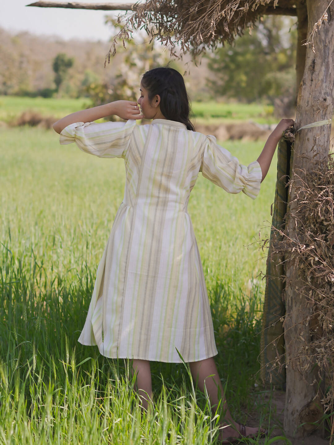 Pastel Green Striped Dress