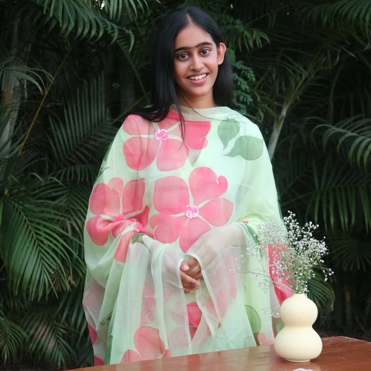 Flora Linen Set In Pista Green
