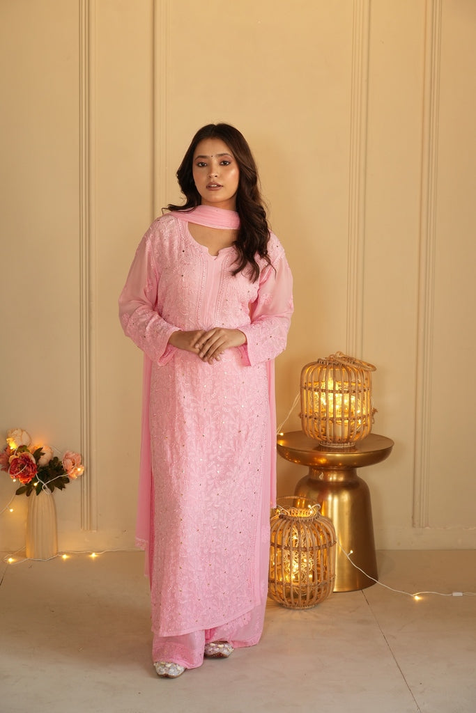 Noor Chikankari And Mukaish Work Set