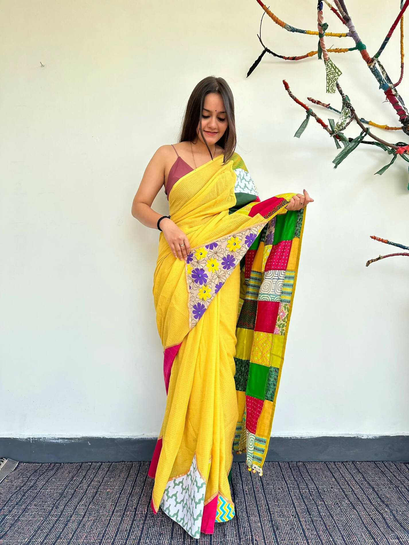 Atrangi Yellow - Patchwork Saree