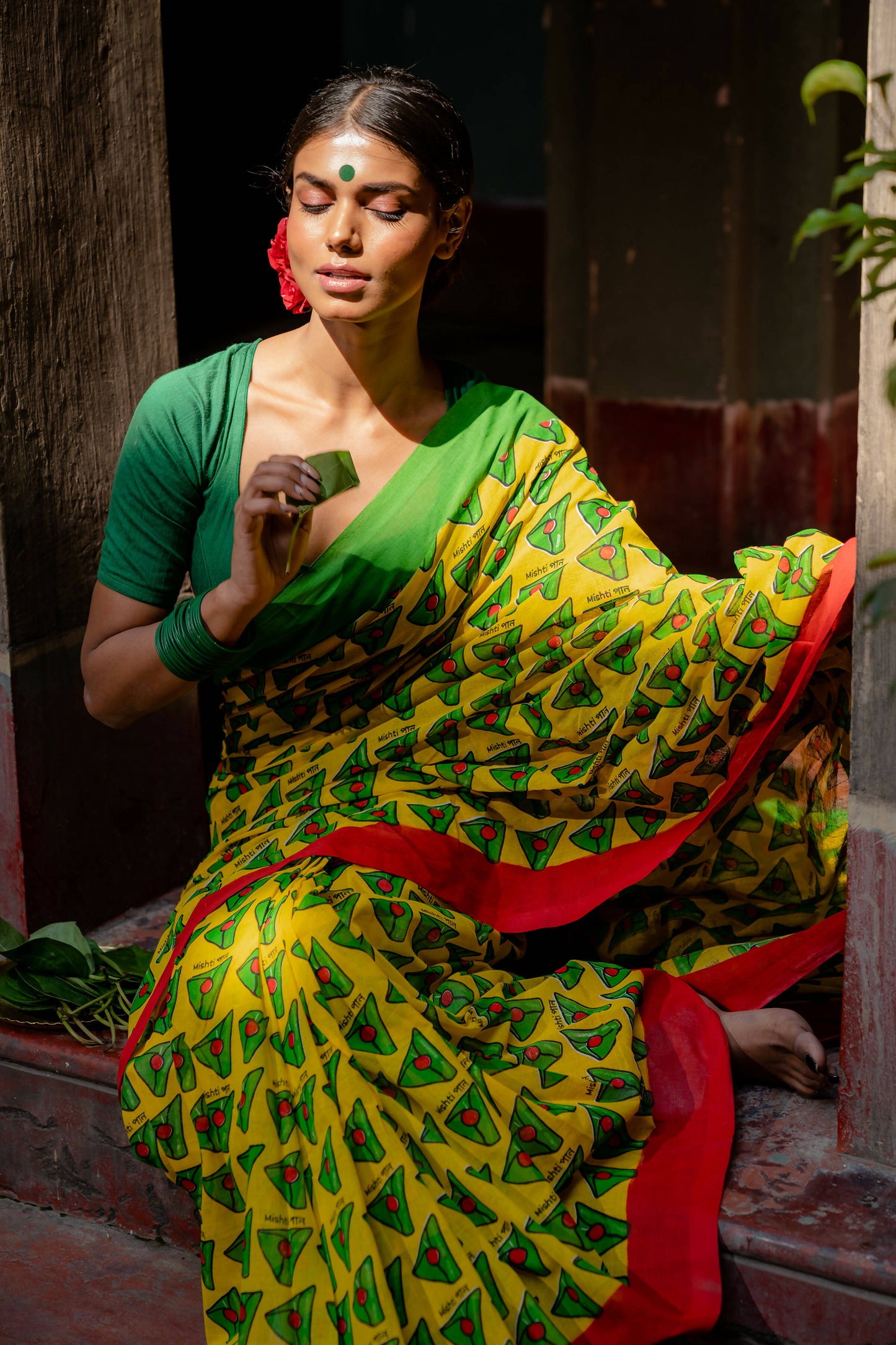 Mishti Paan Yellow Cotton Saree