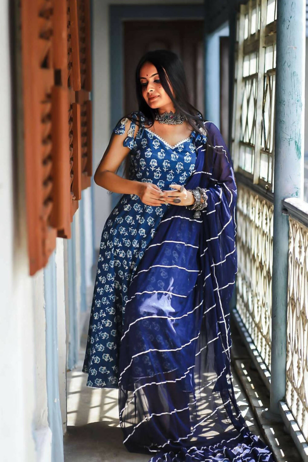 Pekhom Blue Cotton Dress