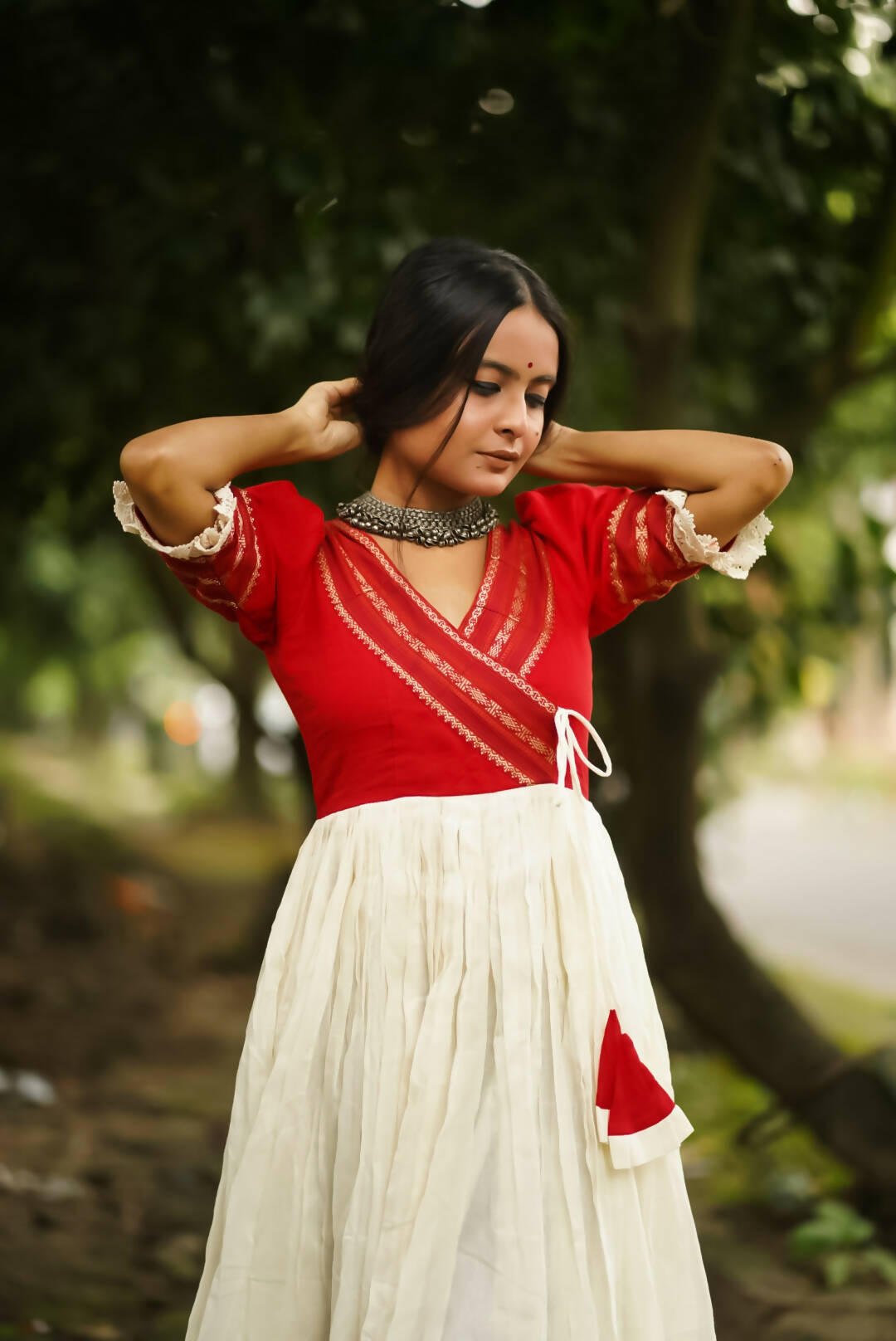Swarno White & Red Dress
