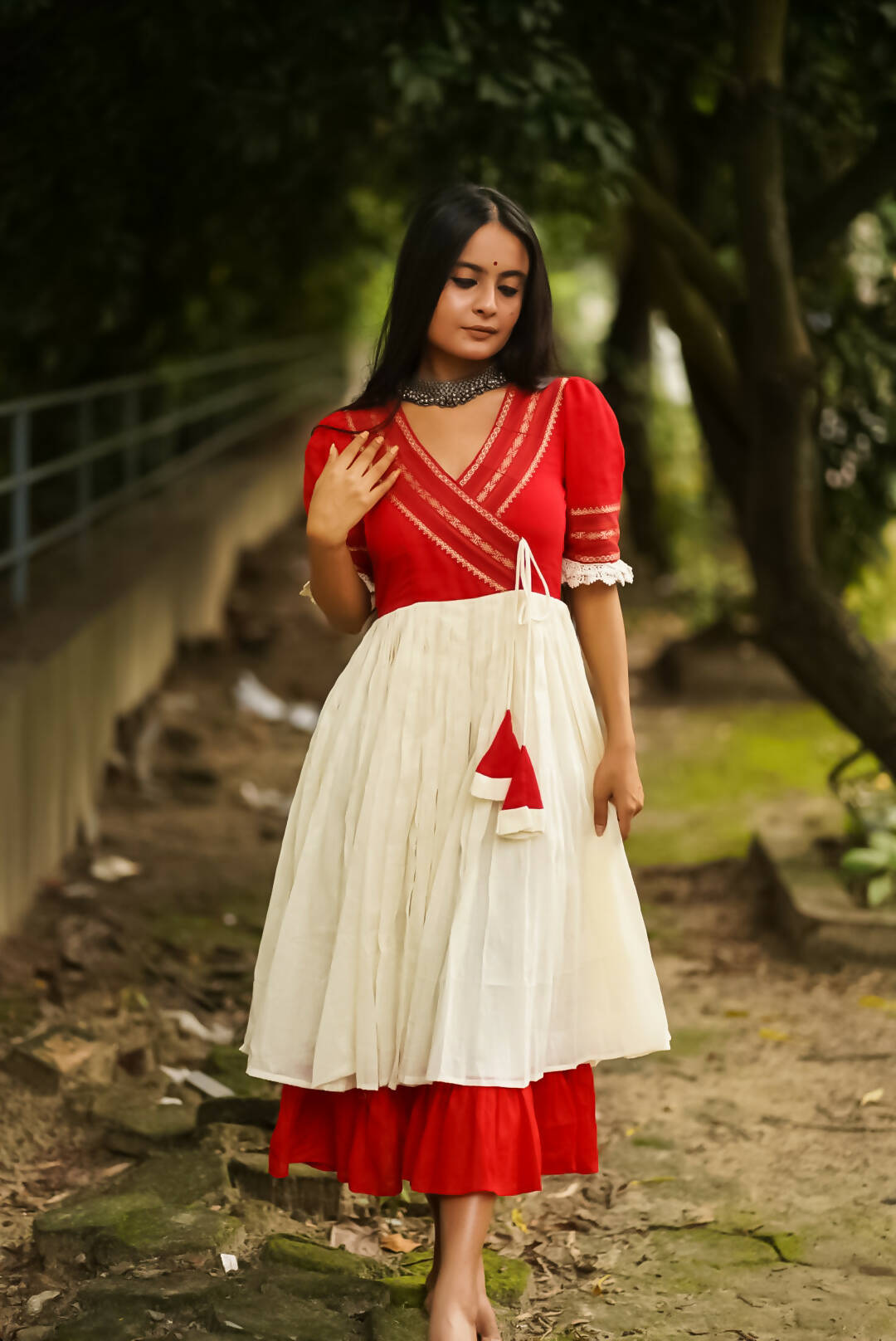 Swarno White & Red Dress