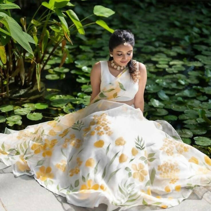 Haridra Hand Painted Floral Lehenga