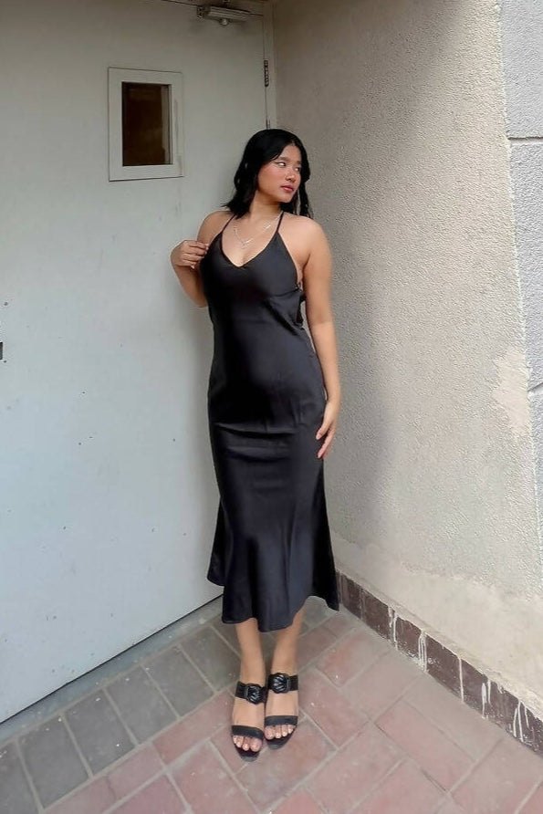 Black Long Satin dress