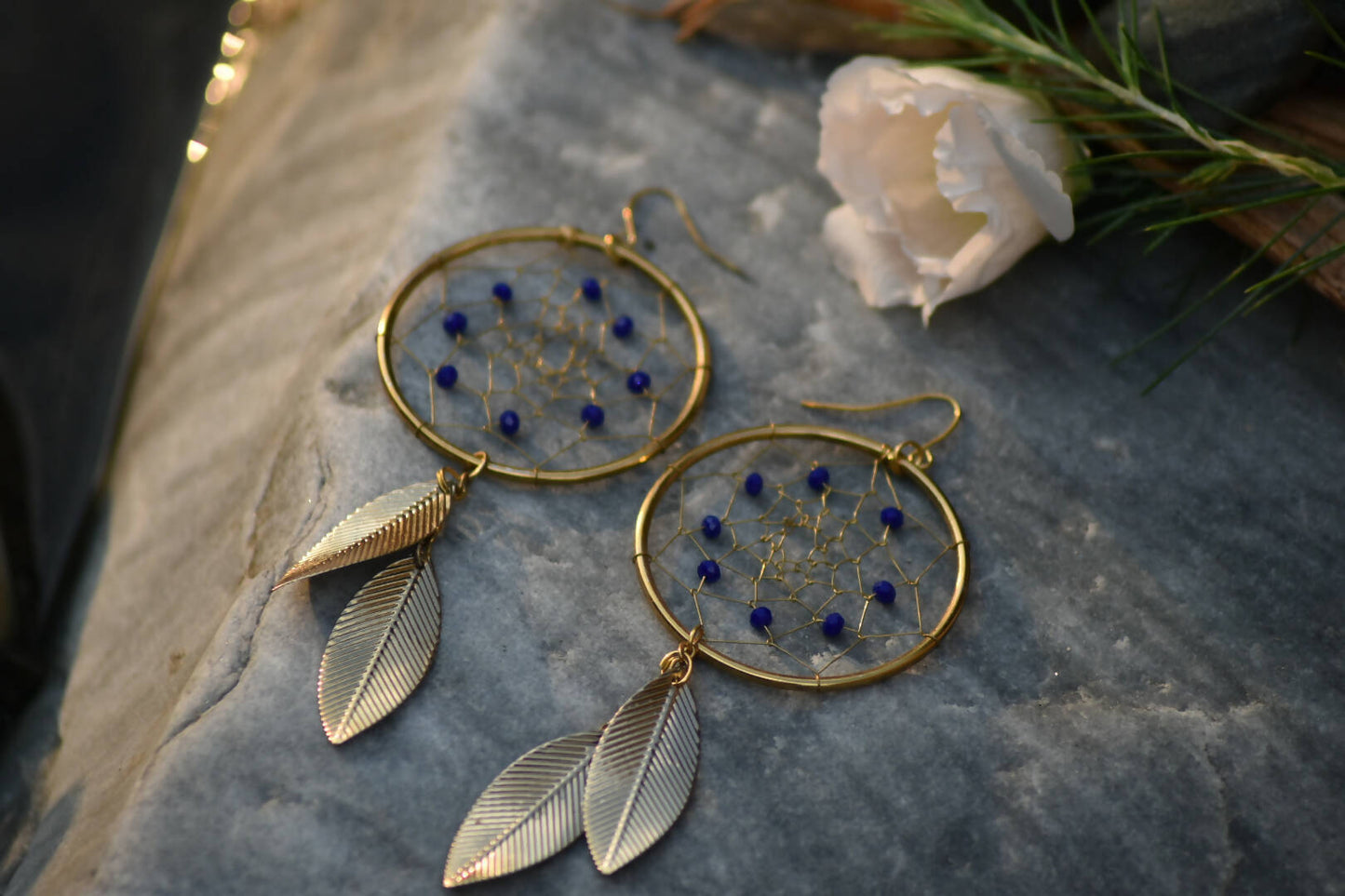 Gold Dreamcatcher Dangler Earrings
