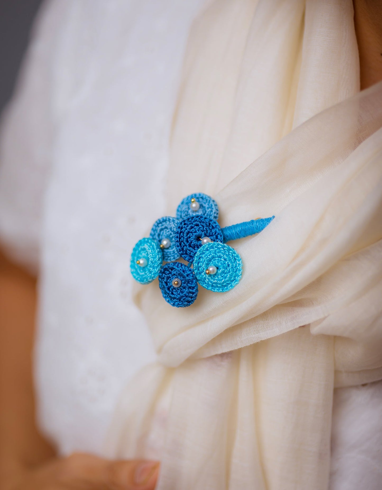 Handcrafted Indigo Mandala Brooch