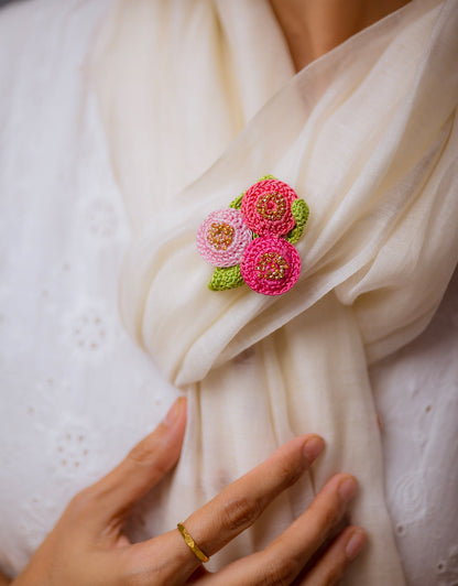 Handcrafted Pink Popies Brooch