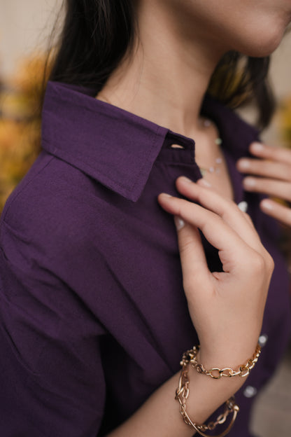 Plum Pop Cotton Drawstring Shirt
