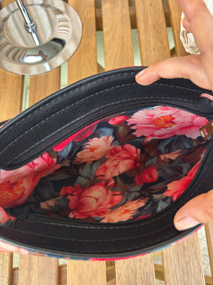 Midnight Bloom Handcrafted Baguette Bag