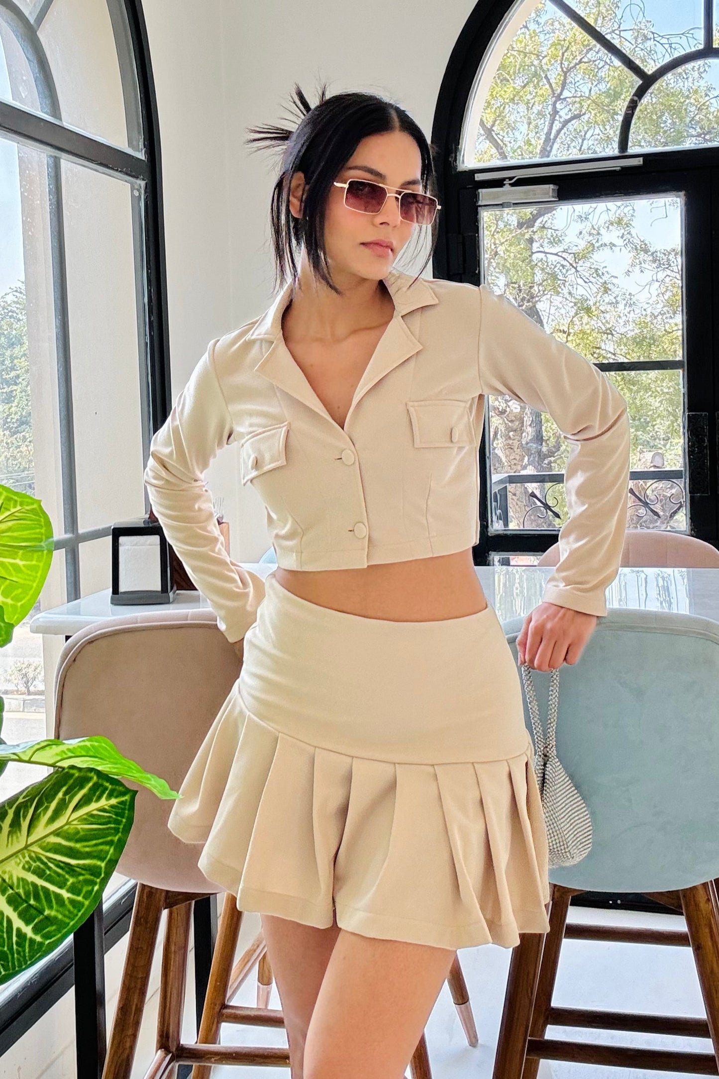 Beige Lycra Blair Set